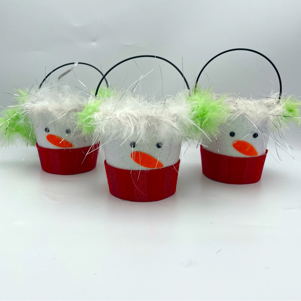 3 Pier 1 Snowman Buckets NWT